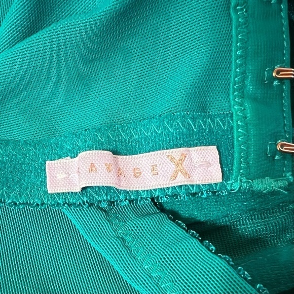 Savage x Fenty | Shimmer Flocked Logo Unlined Bra Teal Shimmer Size 40DDD (40F) - Picture 3 of 13